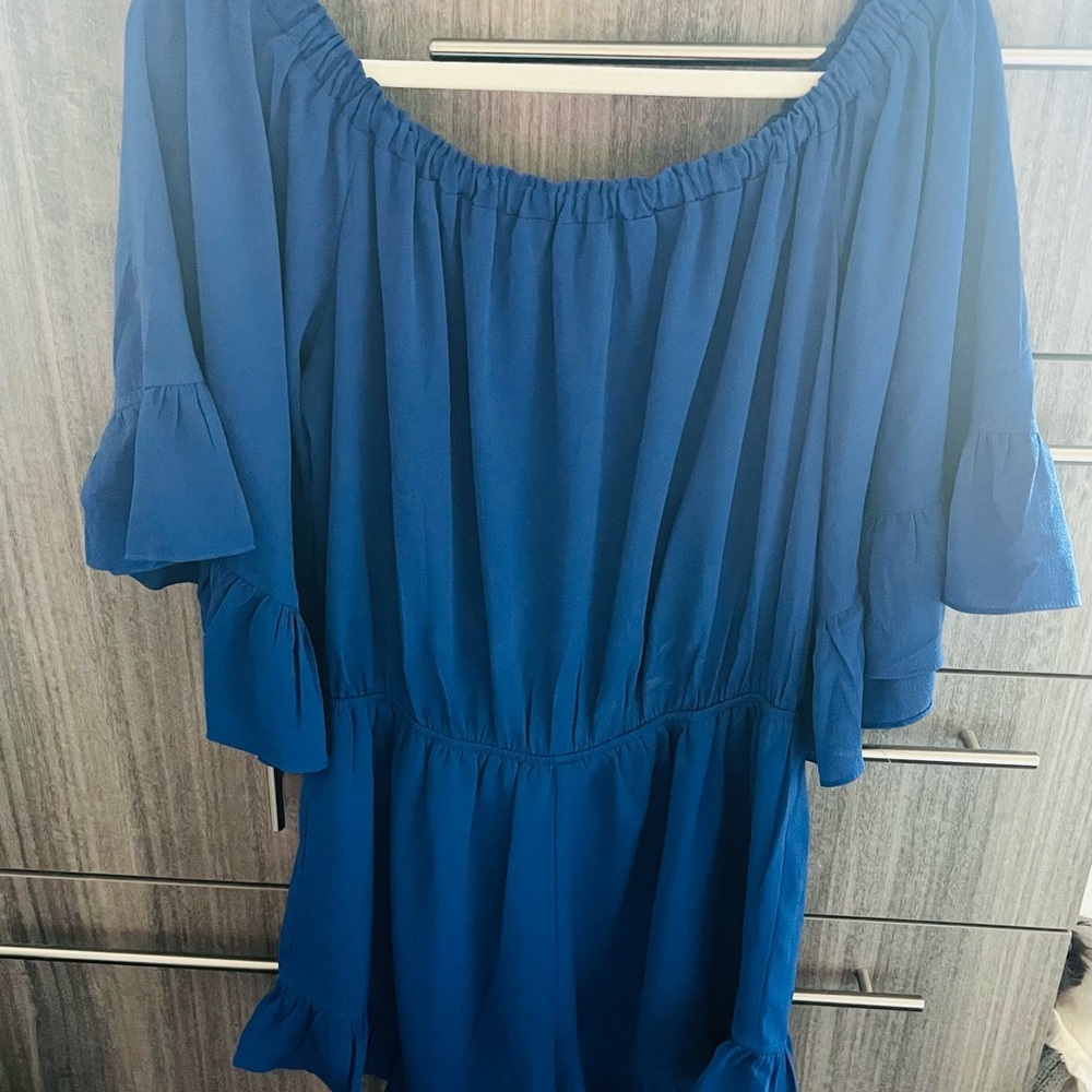 Blue Off-Shoulder Romper